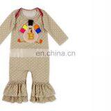 Baby Boutique Polka Dots Ruffle Turkey Baby Thanksgiving Romper Wholesale for Baby thumbnail-1
