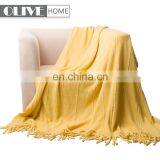 Recycling Cable Tricot Knit Throw Blanket With Tasseled Ends thumbnail-2
