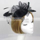 New Arrival Design Black Sinamay Base Fascinator Hat With Veil thumbnail-3