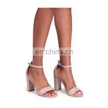 Ladies High Quality Unique Luxury Design Single Sole High Block Heels Ankle Strap Sandals Shoes thumbnail-4