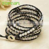 Topearl Jewelry Freshwater Pearl Wrap Bracelet Woven Leather Bracelet for Women 33.5 Inches CLL131 thumbnail-2