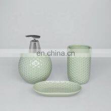 Luxury Design High Quality Powder Coating Ceramic Bathroom Accessories Household Hotel Three-piece Soap Dispenser Bathroom Set thumbnail-1