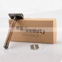 Eco Friendly Shaving Safety Razor High Quality Classic Thin Bamboo Razor Long Wooden Natural Bamboo Handle Black Safety Razor thumbnail-1