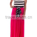 2015 Fashion Women Black Striped And Fuchsia Maxi Dress LD1804