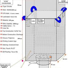 Coated or uncoated very large bag baffle fibc bag 1.2 ton pp flecon bag loading for mineral