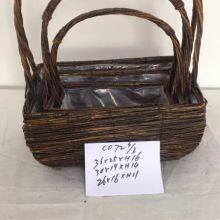 Brown Color Willow Wicker Flower/Fruit Basket For Garden Baskets thumbnail-3