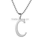 Fashion Stainless Steel Necklace Jewelry Ball Chain Initial C Pendant Necklace thumbnail-1