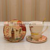 Logo Printed Absorbent Ceramic Coaster With Cork Backing