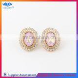 Fashion Design Pink Color Rhinestone and Metal Stud Earrings for Women thumbnail-1