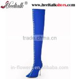 Custome made suede fashion lace up thigh high boots