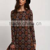 Wholesale new design fancy long sleeve middle aged women fashion dress