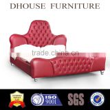 Classical High headboard design chesterfield button red leather bed King size DH020