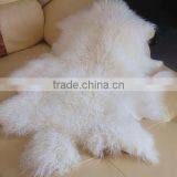 White Color Mongolian Sheep Fur Skin / Long Haired Sheep Fur Skin Quality Choice thumbnail-1