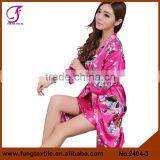 2404 Women Peacock Pattern Two-piece Set Satin Robe thumbnail-2