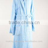 High-quality Light Blue 100%cotton Terry Cloth Hotel Bathrobe thumbnail-1