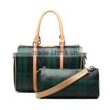 fashion set style bag classic black green grain design tote handbag for women