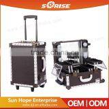 Professional Rolling Travel Trolley Train 6-lights Aluminum Cosmetic Case, Light Makeup Case, Cosmetic Case With Light thumbnail-1