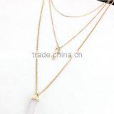 Artificial Cutting Pink Stone Multi Layers Long Necklace Choker For Fashion Lady thumbnail-5
