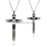 Fashion Stock Stainless Steel Crystal Pendant With Cross Design FP50027 thumbnail-1
