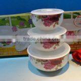 Porcelain Bowl With Plastic Lid thumbnail-1