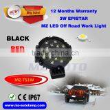 MZ T51W LED Work Light Off Road Light 7 Inch Round 4x4 EPISTAR Black Red JEEP Led Lighting China Factory Outdoor LED Headlights thumbnail-1