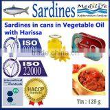 Sardines in Cans in Vegetable Oil With Harissa , High Quality Canned Sardines, Sardines in Cans With Harissa 125g thumbnail-1