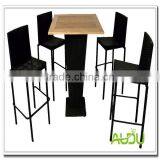 Audu Patio Bar Set/Patio 5 Pieces Knock Down Wood Bar Table Set thumbnail-1