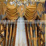 European Luxury Gold and Blue Embroidery Chenille Cloth Blackout Valance Curtain thumbnail-2