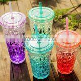 Hot Selling Double Wall Plastic Freeze Ice Straw Drinking Cup thumbnail-1
