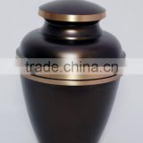 Metal Brass funeral caskets and urns Black Cremation Urns With Front Broad Border On The Front