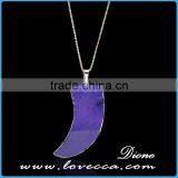 Ivory Shape Genuine Natural Agate Necklace Crystal Stone Pendant Necklace thumbnail-5