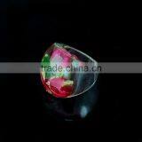Nature BotanicalJewelry Pink Preserved Flowers in Resin Dried Flower Finger Ring thumbnail-3