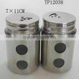 2016 Zibo High Quality 250ml Stainless Steel Coating Cylinder Glass Spice Canister thumbnail-1