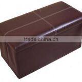 Large Brown Line Design Faux Leather Storage Stool For Home/Office thumbnail-2