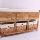 Two Drawer And Shelf With Seat Solid Storage Wood Shoe Rack thumbnail-6