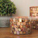 Mosaic Glass Candle Holder Coffee Color Shell Votive Candle Holder thumbnail-3