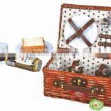 Handmade Natural Willow Wicker Picnic Basket /hamper Set thumbnail-6