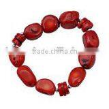 Wholesale 7", 15x20mm Also Mens Irregular Shaped Red Coral Bracelets thumbnail-1