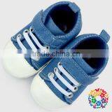 Navy Blue Jean Baby Boy Crib Shoes/Toddler Infant Crib Shoes/Soft Sole Baby Cribs thumbnail-4