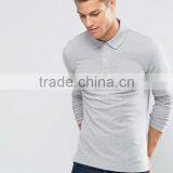 Hot Sale High Quality Custom Long Sleeve Button Placket Grey Men's Cotton/Polyester 200gsm Casual Slim Fit Polo Collar T Shirt thumbnail-1