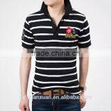 Custom Plain White and Black Stripe 100% Cotton Men Polo T-shirt thumbnail-2
