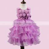 Beautiful Purple Wedding Dress For Little Girl Full Flowers Decorate Party Kids Dress Frocks Designs Tiered Dress thumbnail-6