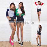Wholesale Girls Sports Baseball Tee Women Camisetas Femininas Ropa Mujer Contrast Sleeve Raglan T Shirt thumbnail-2