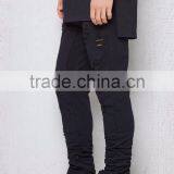Street-inspired Style Solid Skinny Destroyed Slim Joggers for Men thumbnail-3