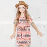 S60723B 2017 Child Girls Short Sleeve Round Neck Tube Casual Flared Midi Pleated Dress thumbnail-2