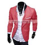 Mens Korean Slim Fit Fashion Blazer Suit Jacket Black Gray Red Size M to 2XL Male Blazers Mens Coat Wedding Dress thumbnail-2