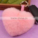 Myfur Charm Real Rabbit Fur Balls Bag Pendants Cute Heart Plush Keychain thumbnail-3