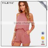 Charming Gingham Romper Short Sexy Plus Size Jumpsuit 2017