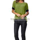 Women Purecolor Comfy Loose Fit Short Cut Out Sleeve Cotton T-Shirt thumbnail-2
