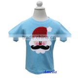 Boys Christmas Mustache Santa Blue Short Sleeves Tee 1-7Y